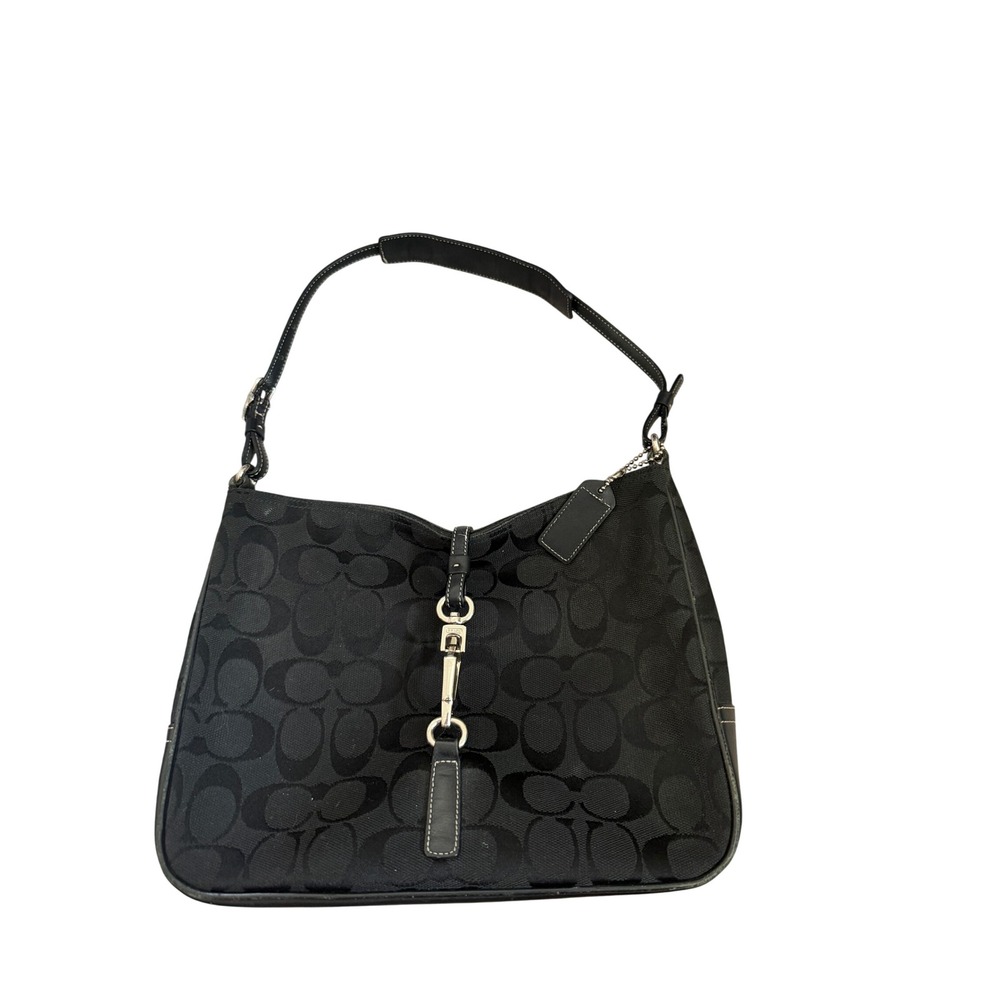 Coach Hampton Buckle Signature C Monogram Black Womens Vintage Hobo 6091